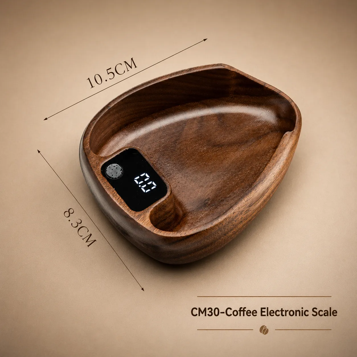 Oval Walnut Lithium Battery Digital Coffee Scale