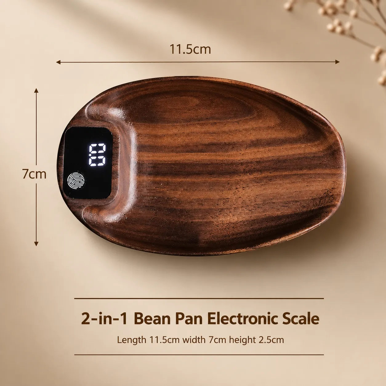 Oval Walnut Lithium Battery Digital Coffee Scale