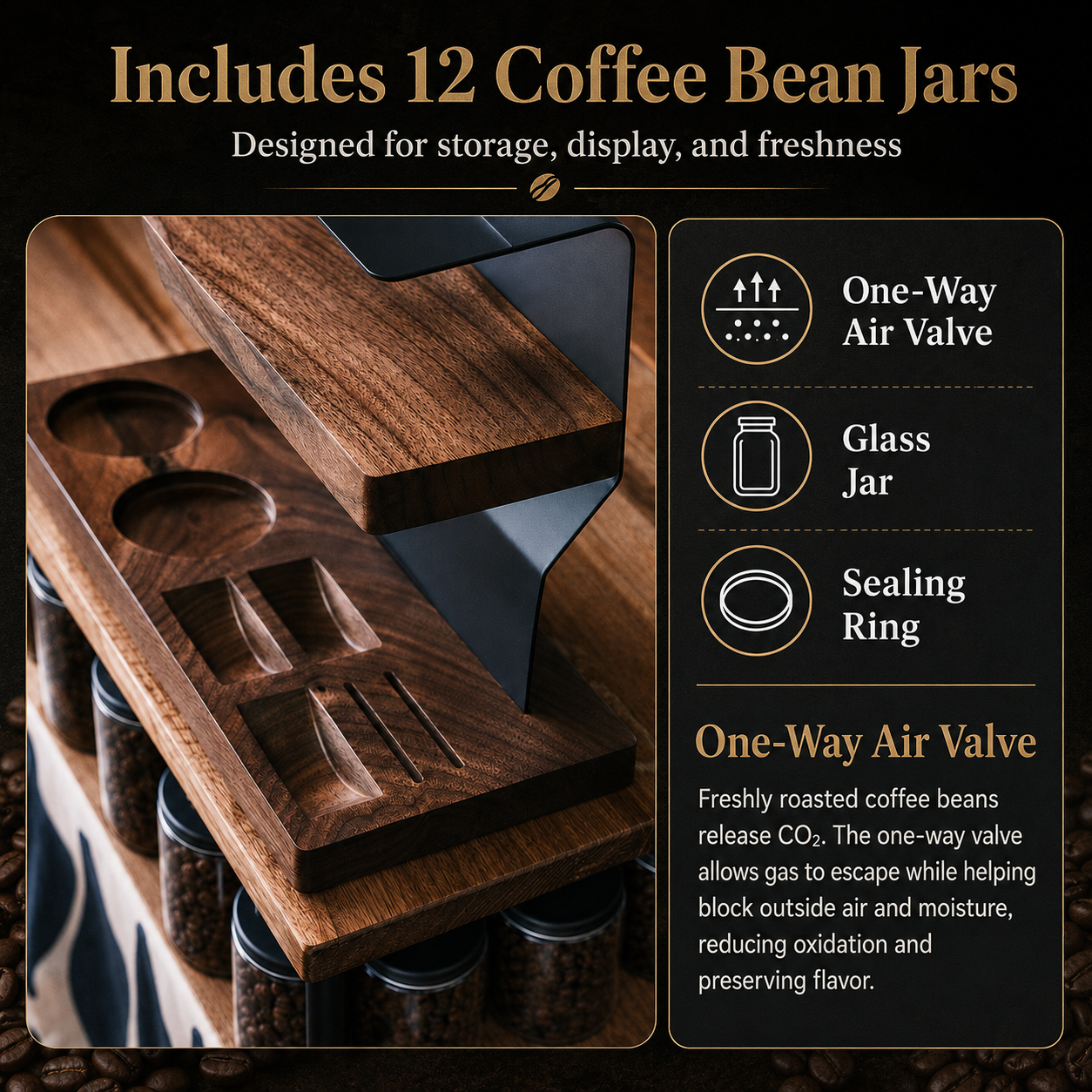 Wood Double-Tier Coffee Bean Storage Rack