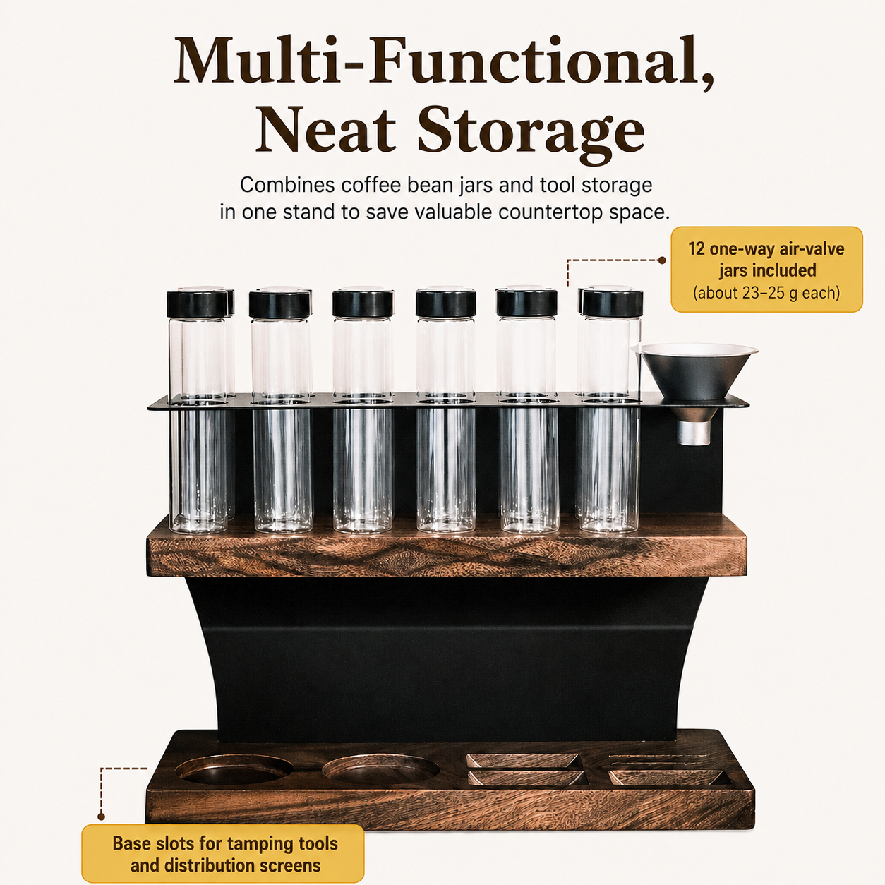 Wood Double-Tier Coffee Bean Storage Rack